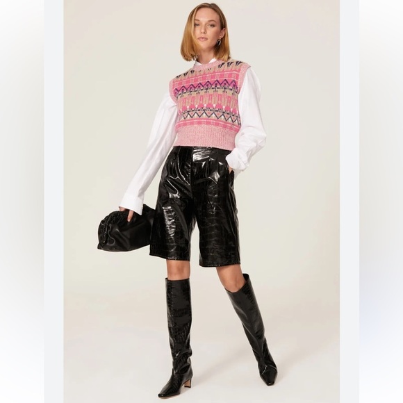 Paco Rabanne Pink Metallic Knit Wool Sweater Vest - Picture 2 of 6